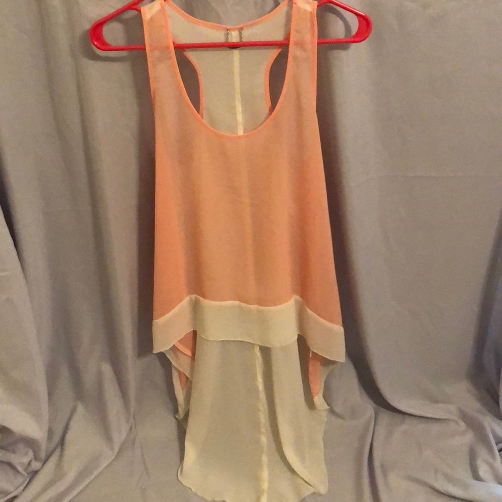 Sheer HighLow tank, peach and cream new with tag